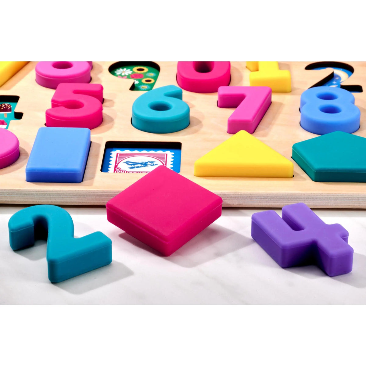 Domino & Juliette 123 Find & Fit Silicone Puzzle Dishwasher Safe and BPA FREE for Toddlers & Kids – Wooden 123 Puzzle Activity Set for Fine Motor Skills & Visual Perception Development – Fun Play & Interactive Preschool Learning