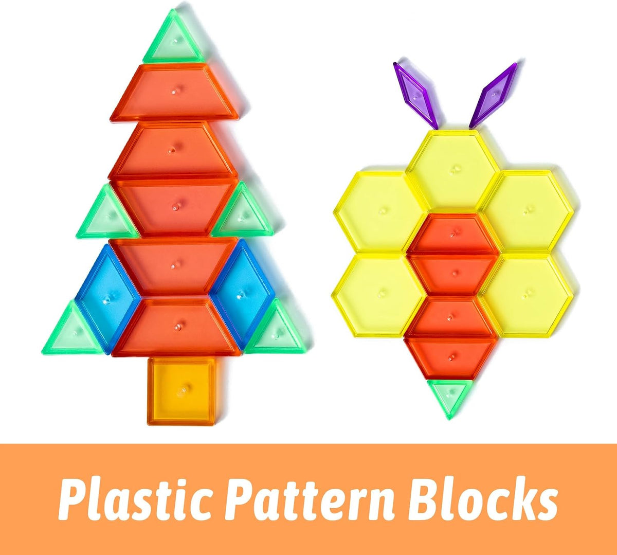 128 Pcs Translucent Pattern Blocks – Geometric Shapes for Light Table