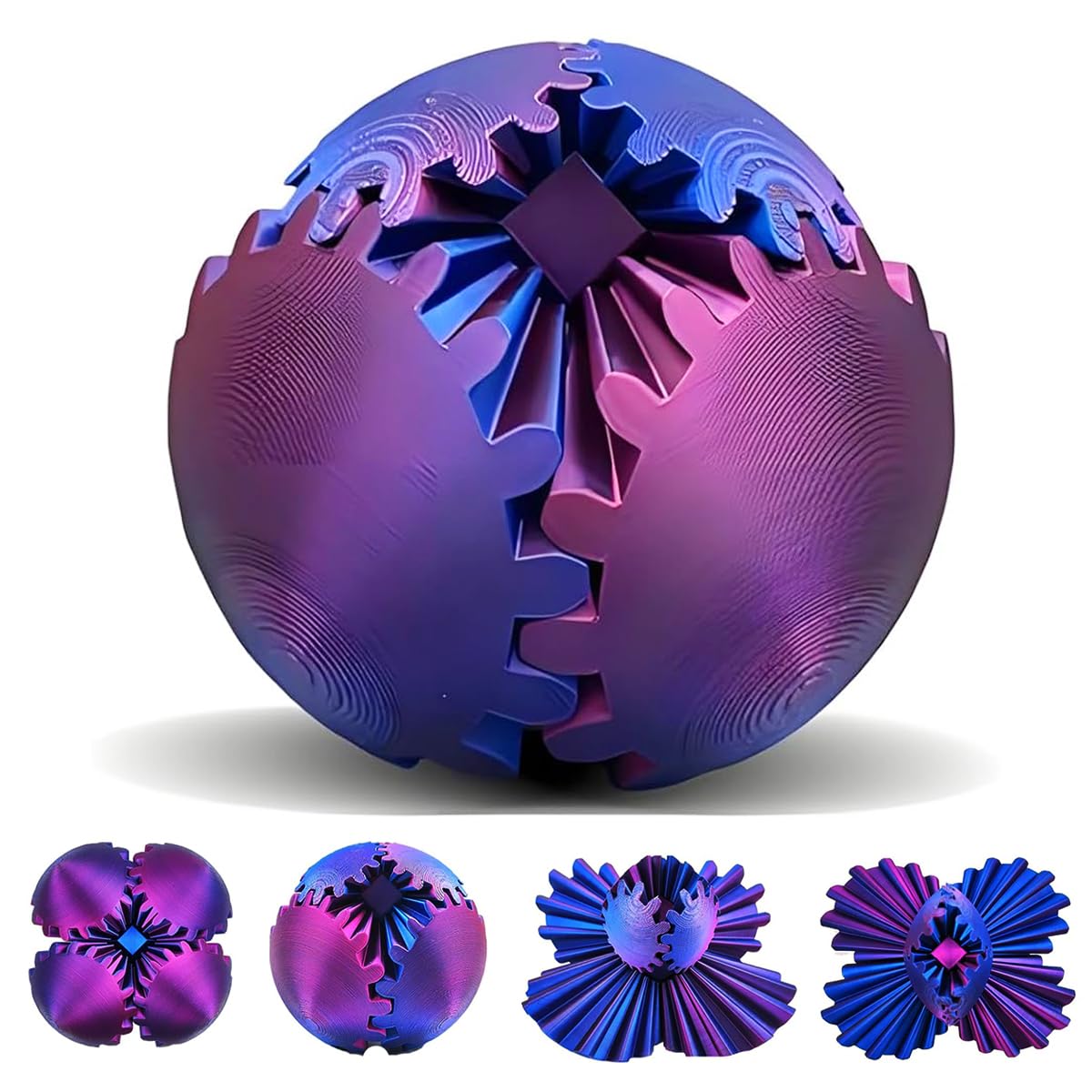 Gear Sphere, 3D Printed Gearsphere - The Steampunk Whirling Wonder Fidget Gear Ball, Gearsphere Cube Fidget Toy for Office and Home, Stress Relief Cool Stuff Toys Gift for 3+ Kids Adult (Green)