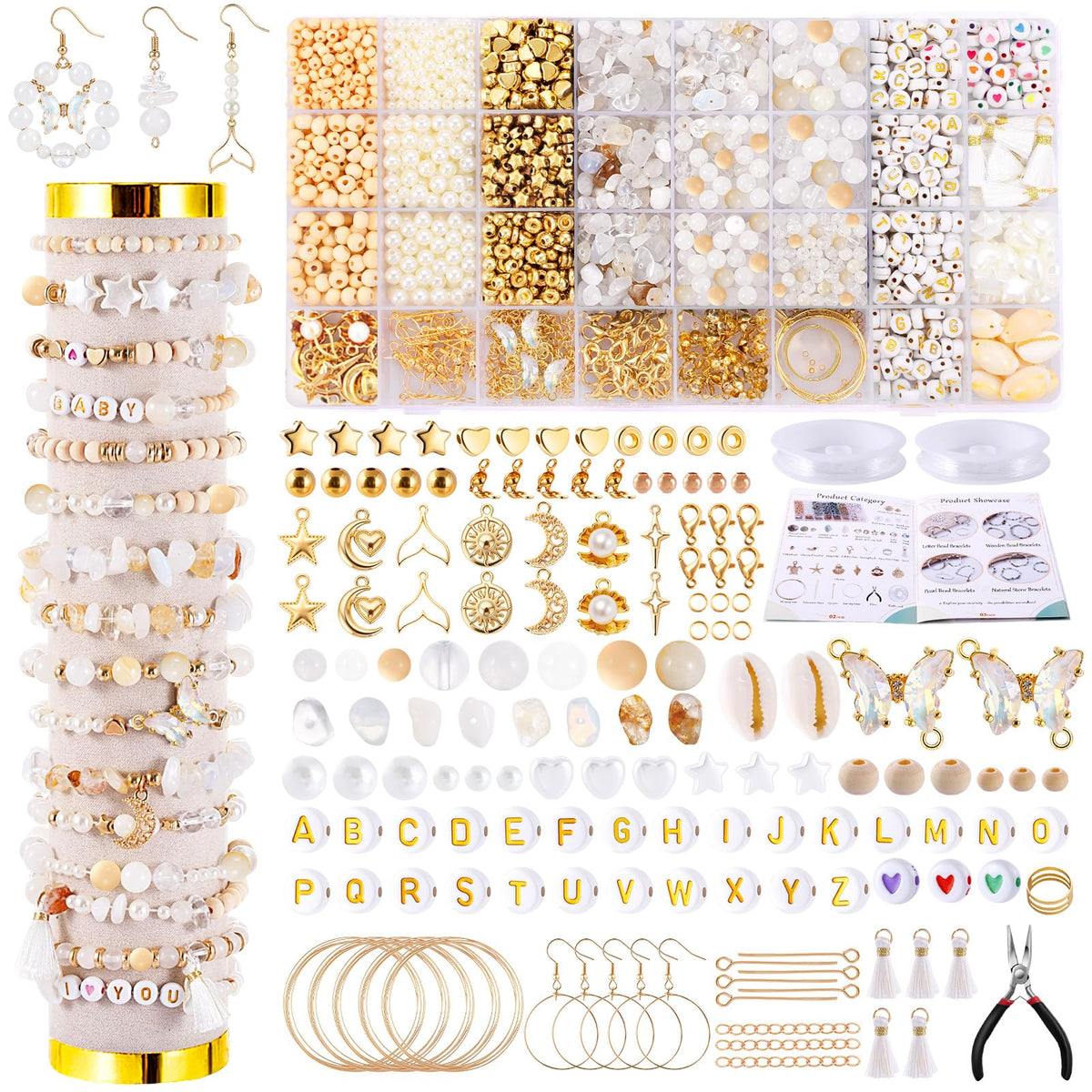 Wurosi 1927PCS Jewelry Making Supplies Kit for Adults,Natural Stone Beads