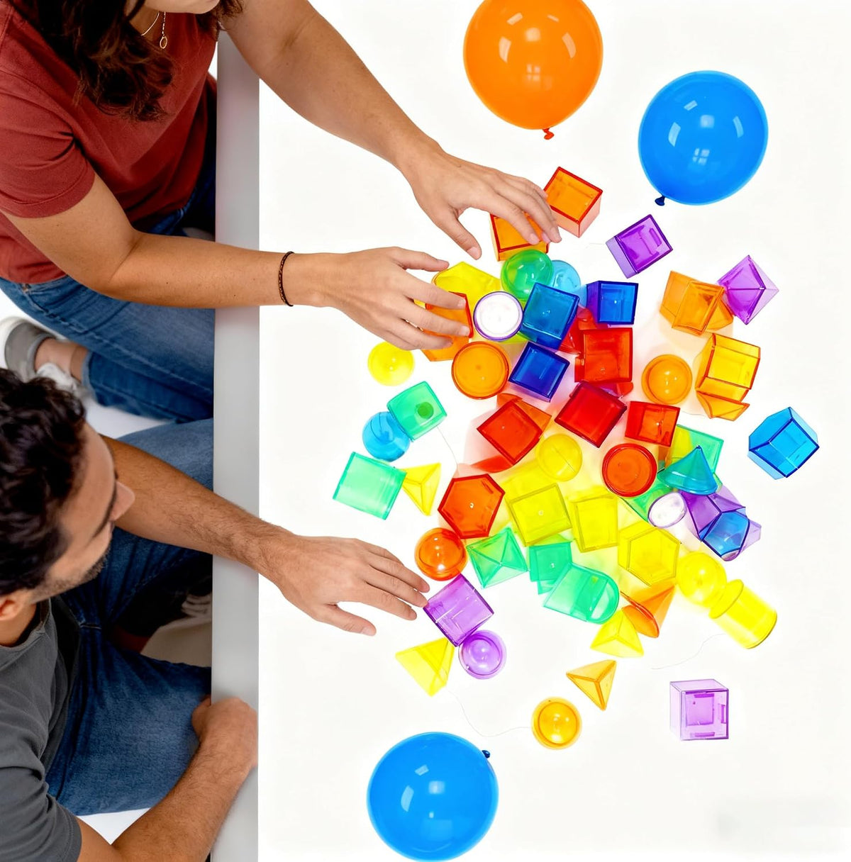 Bbiamsleep 76 Pcs 3D Shapes Geometric Solids, Light Table Manipulatives