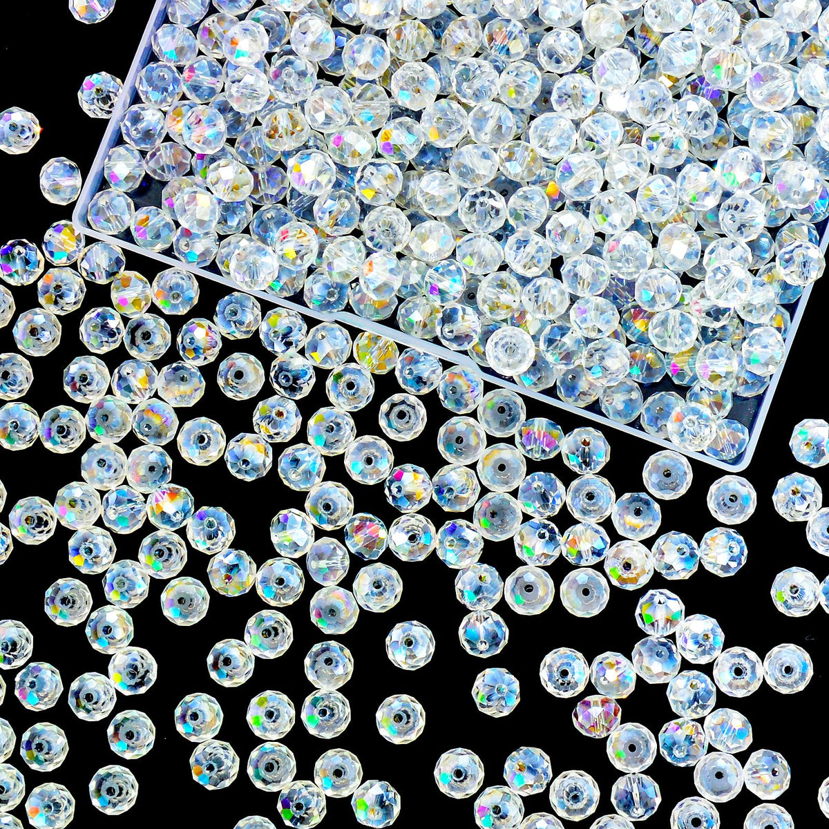 800Pcs 4/6/8/10mm Crystal Glass Beads for Jewelry Making Beads for Bracelets Necklace Pendants Making Supplies(Silver Champagne)