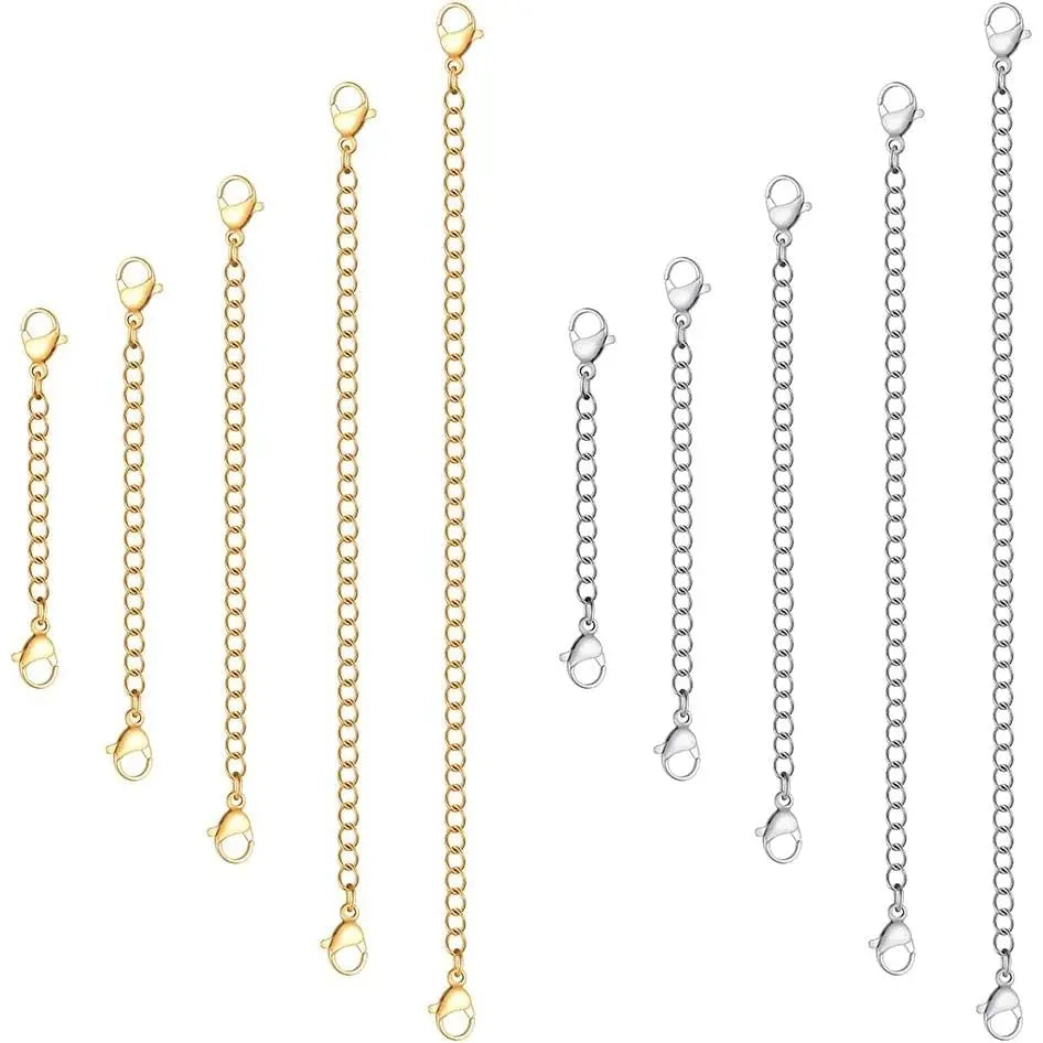 5 count Stainless Steel Necklace Extender Chain Links Lobster Necklace Extenders for Necklaces Bracelet Anklet Stainless Steel Chain Extenders for Making (2in 3in 4in 5in 6in)