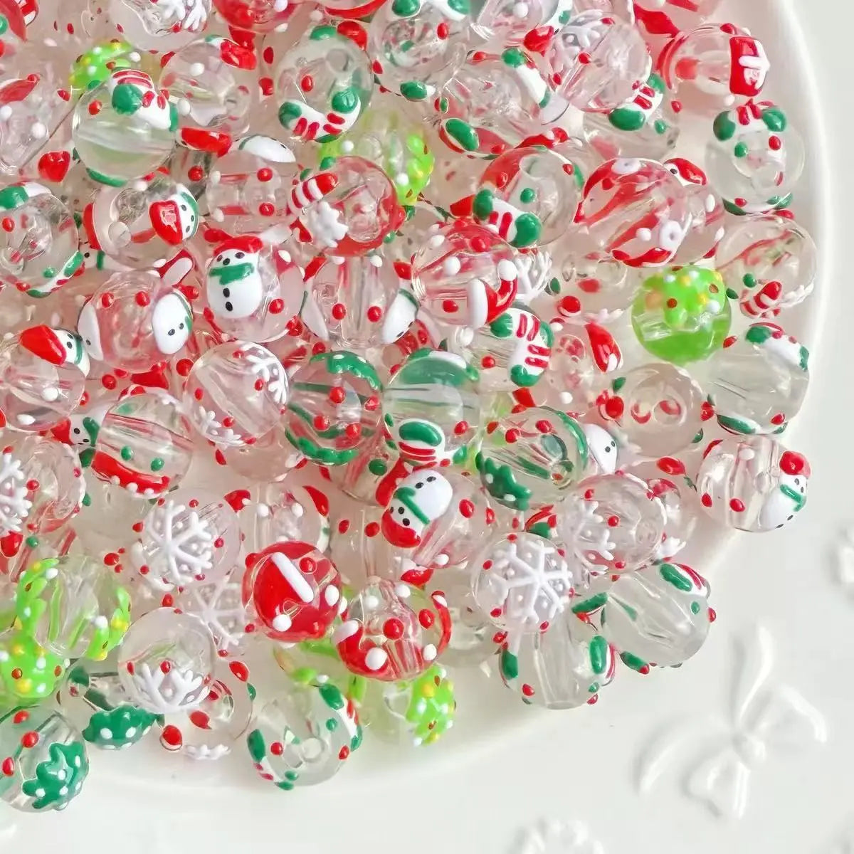 Mixed Style Hand-Painted Acrylic Beads - Diy Mix Beads for Craft Projects, Pen Toppers, Key Chains, Chains for Girls' Fashion Accessories & Costume Jewelry, Acrylic Beads Mix, Bead Keychains, Assorted Bead Keychains