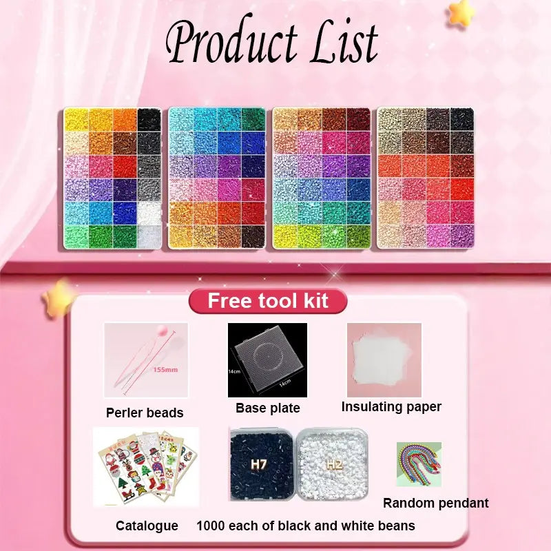 Complete DIY Perler beads Puzzle Kit, 2.6mm 3D Mard Puzzle Tools, Full Set Puzzle Materials, Boxed Puzzle Making Supplies, Creative Craft Kit, DIY Mixed Beads Assortment, Beading Making, Beaded Making Kit, Bead Kits