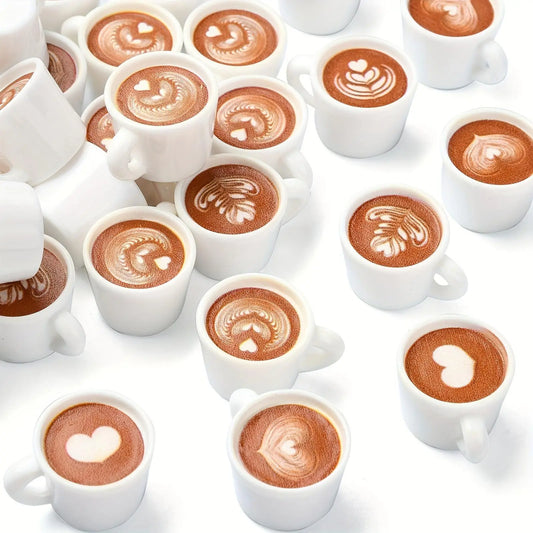 Latte Art Design Coffee Cup, Mini Coffee Cup Charms, DIY Jewelry Making, DIY Jewelry Accessories and Handmade Resin Pendants, Gift Packaging Supplies, DIY Jewelry Decoration, Charm Accessory, Diy With Charms, Crafts, Handmade Item