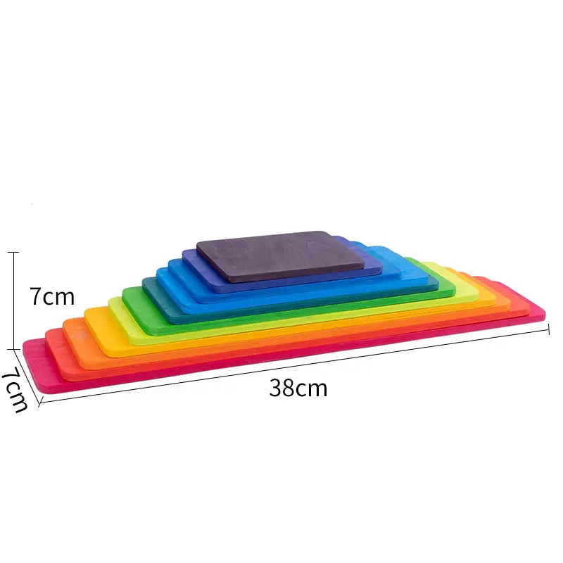 Wooden Rainbow Stacking Blocks for Kids, Montessori Educational Toy, Open-Ended Learning Toy, Gift for Children, Building Blocks