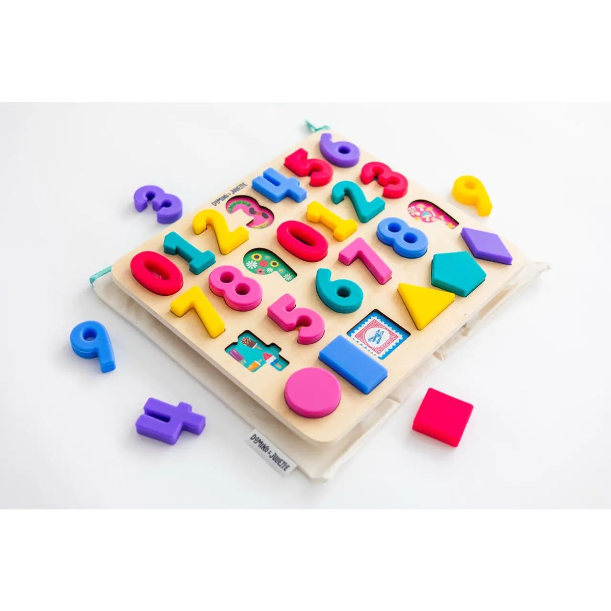 Domino & Juliette 123 Find & Fit Silicone Puzzle Dishwasher Safe and BPA FREE for Toddlers & Kids – Wooden 123 Puzzle Activity Set for Fine Motor Skills & Visual Perception Development – Fun Play  & Interactive Preschool Learning