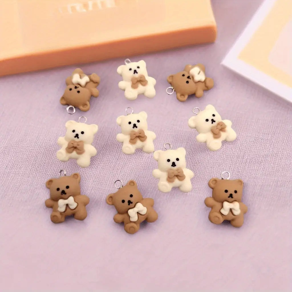 Cute Bow Bear Charms Set, Resin Pendants for DIY Jewelry Making, Beads and Accessories, Earrings Bracelets Necklaces Keychains Bags Accessories, DIY with Charms