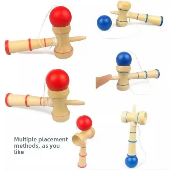 2-piece wooden skill ball sword and ball sword toy set for competition, hand-eye coordination training, DIY children's educational toy