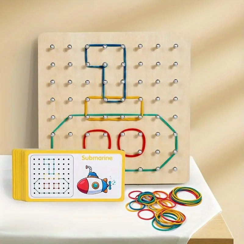 Wooden Geometric Pegboard Toy Activity Board - BPA-Free Shape Sorter, Construction & Jigsaw Puzzle, Unisex Educational Toy for 3+ Months, Holiday Gift with Safe Materials