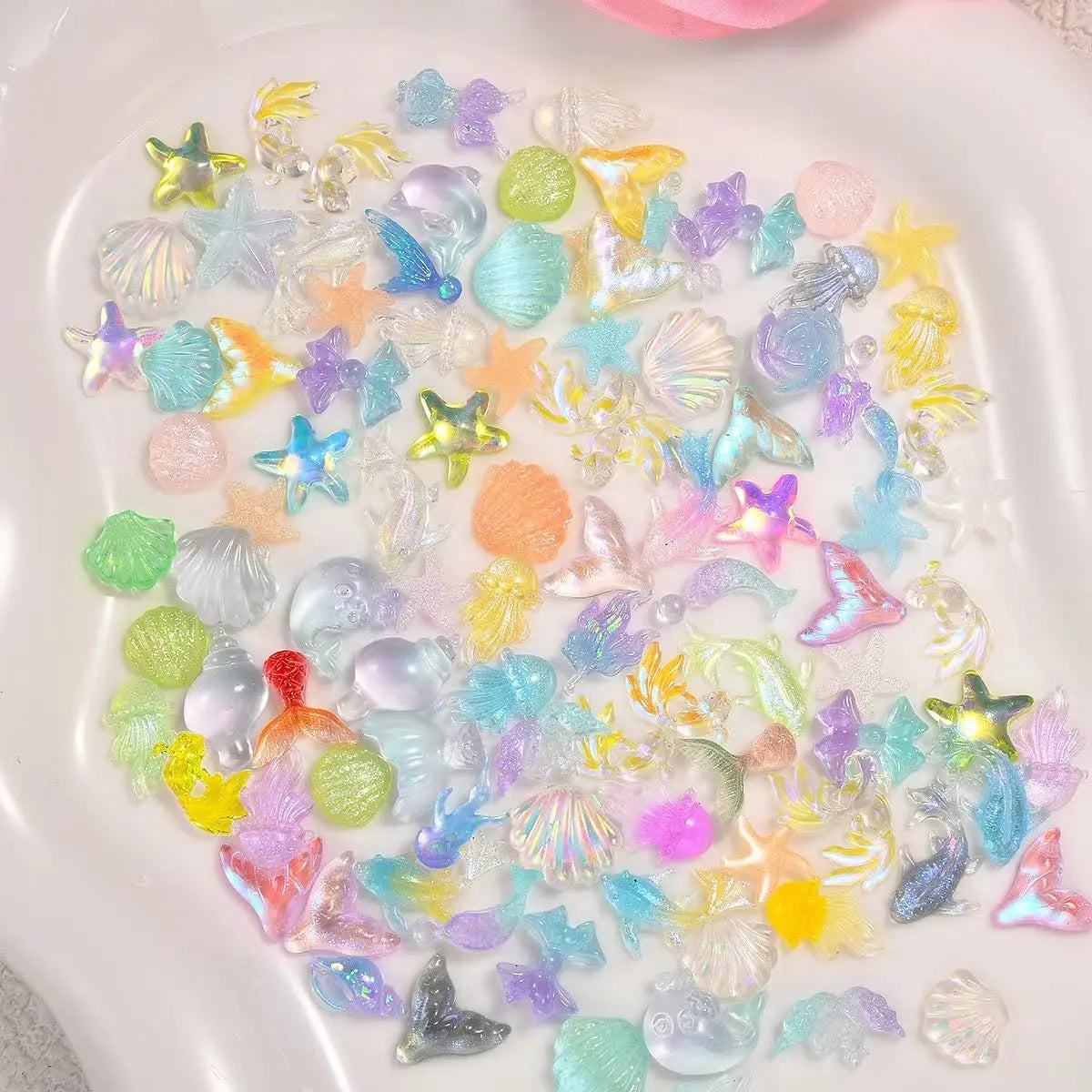 Miniature Ocean Animal Charms Set, Kawaii Resin Fish & Jellyfish, Perfect for Nail Art, DIY Crafts, Safe & Durable Materials, DIY with Charms, Craft Embellishments