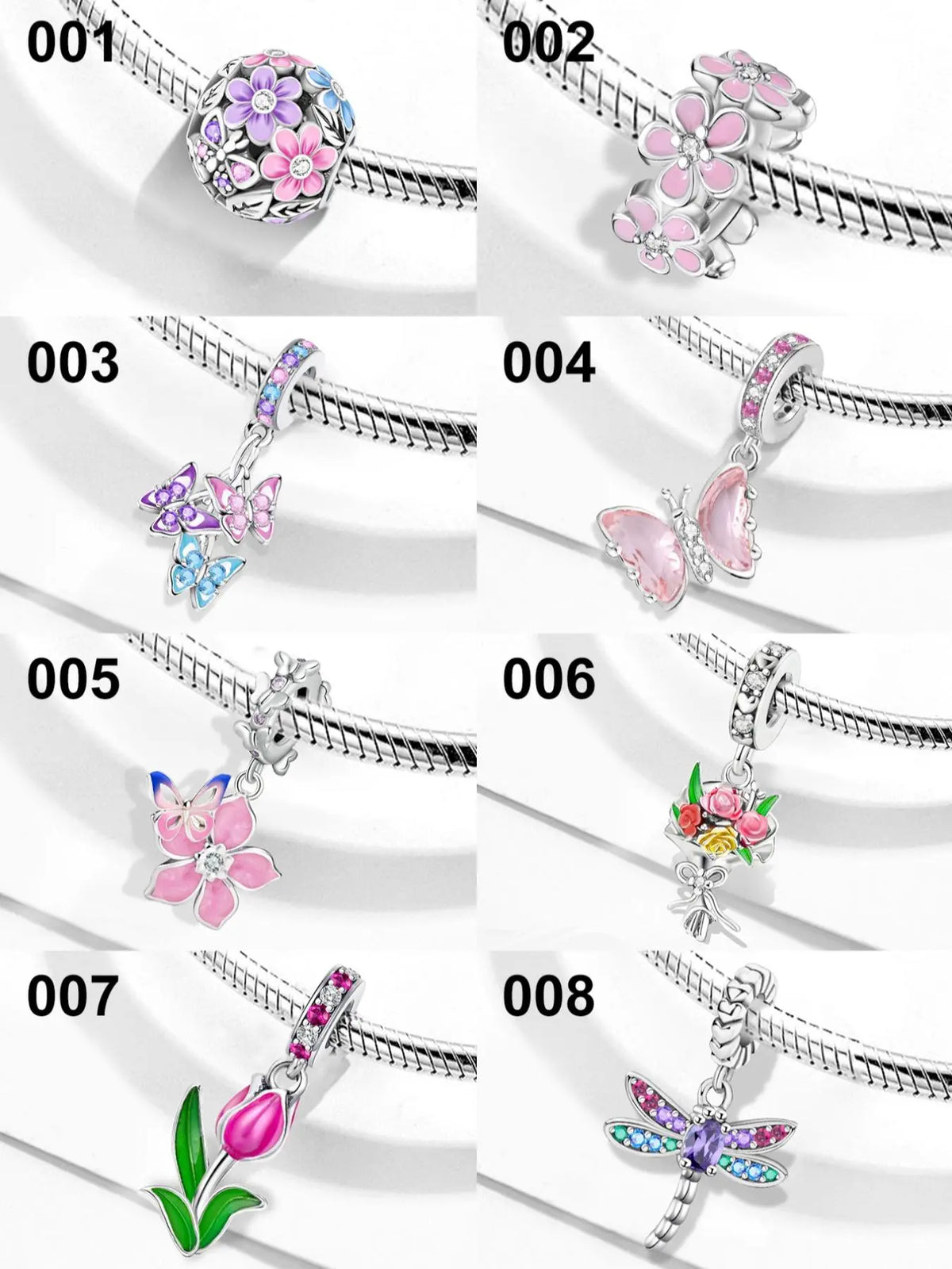 Butterfly & Flower Design Charms, Cute DIY Beads with Colorful Rhinestone, Trendy Exquisite DIY Jewelry for Birthday Gift, Beads Charms Accessories, Jewelry Making Charms, Charms for Crafts, Diy Craft Embellishments