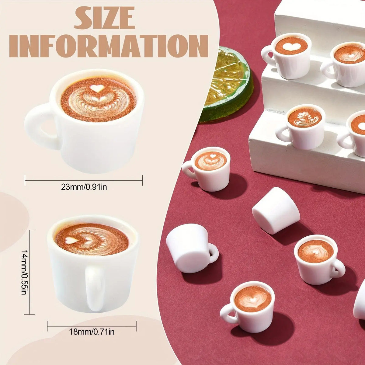 Latte Art Design Coffee Cup, Mini Coffee Cup Charms, DIY Jewelry Making, DIY Jewelry Accessories and Handmade Resin Pendants, Gift Packaging Supplies, DIY Jewelry Decoration, Charm Accessory, Diy With Charms, Crafts, Handmade Item