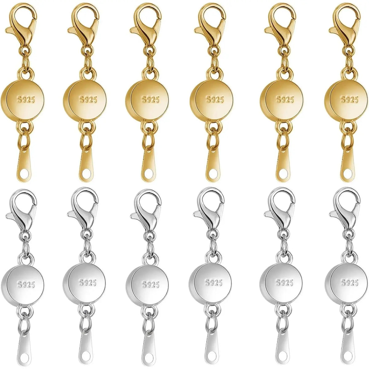 925 Silver Classic Magnetic Clasp - 0.4 Inches Diameter Round Ball Loop Clasp Converter, Hassle-Free Quick On-Off Secure Lock, 8-Pc Project Set for DIY Jewelry Making, Accessories for Beading
