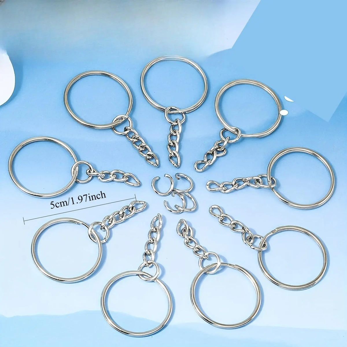 100pcs/set Keychain Production Supplies Kit With 50 Adjustable Metal Chain Keychains And 50 Jump Rings, Keychain Set Keychain Accessories Loose For Keychain Production DIY Crafts Small Business Supplies