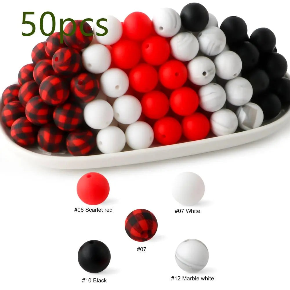 15mm Silicone Beads, 50-Piece Round Printed Bead Set, Beads for Crafts, Beading Supplies, DIY Jewelry-Making Supplies for Bracelets, Necklaces, Earrings and Pendants #GLOBAL PICKS