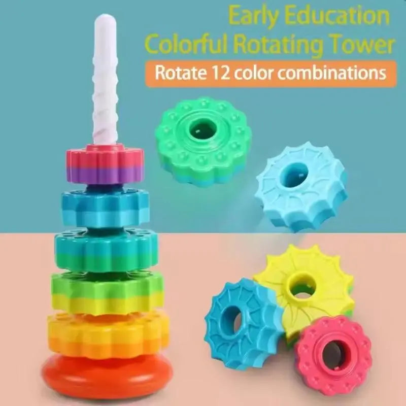 Rotating Stacking Toy, 1 Set Colorful Spinning Stacker, Early Education Educational Toy, Interactive Learning Toy for Kids, Multi-Activity Playset, Learning Materials