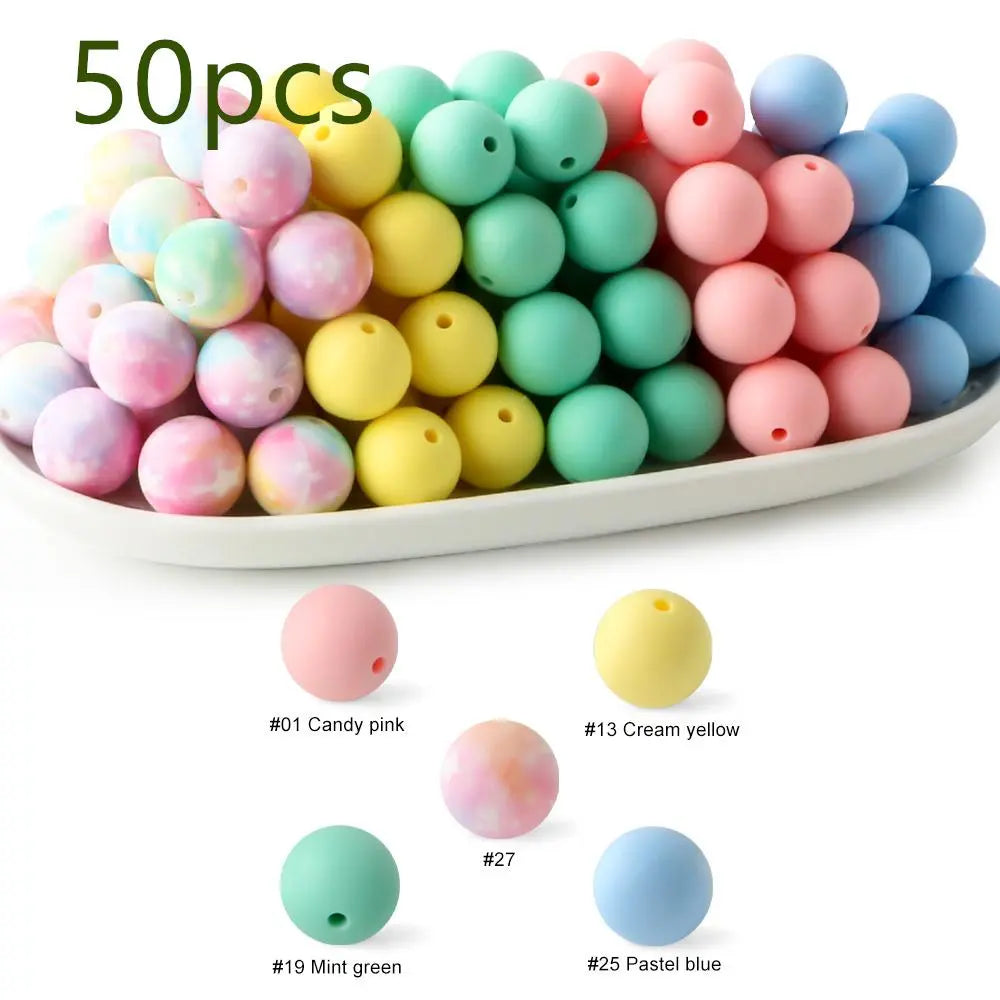 15mm Silicone Beads, 50-Piece Round Printed Bead Set, Beads for Crafts, Beading Supplies, DIY Jewelry-Making Supplies for Bracelets, Necklaces, Earrings and Pendants #GLOBAL PICKS
