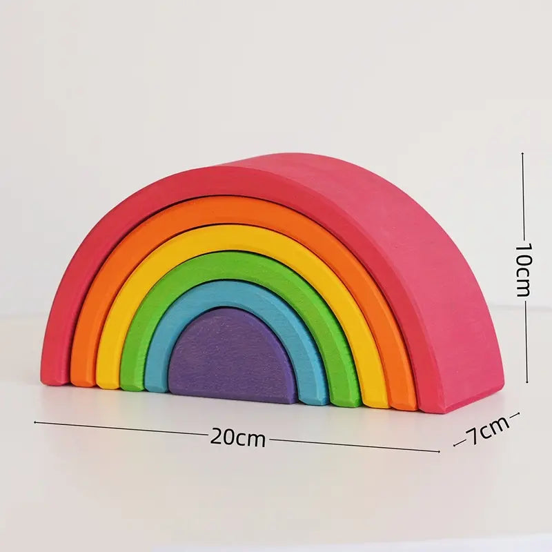 Wooden Rainbow Stacking Blocks for Kids, Montessori Educational Toy, Open-Ended Learning Toy, Gift for Children, Building Blocks