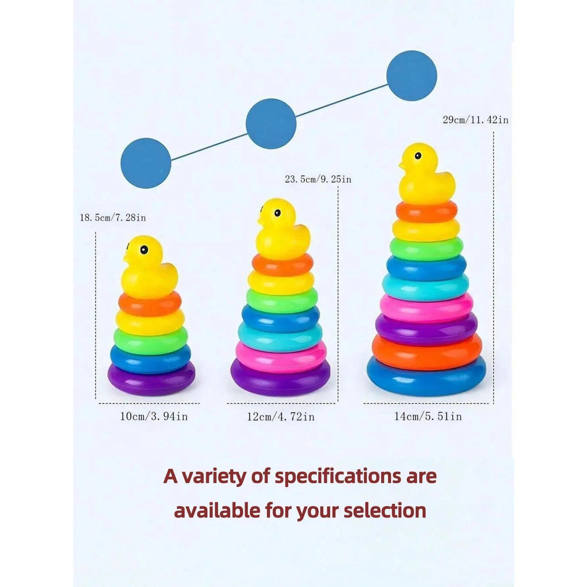 Unisex Yellow Duck Plastic Rainbow Stacking Rings & Circle Blocks Toy, Interactive Circle Toss Game, Classic Novelty Stress Relief Birthday Gift