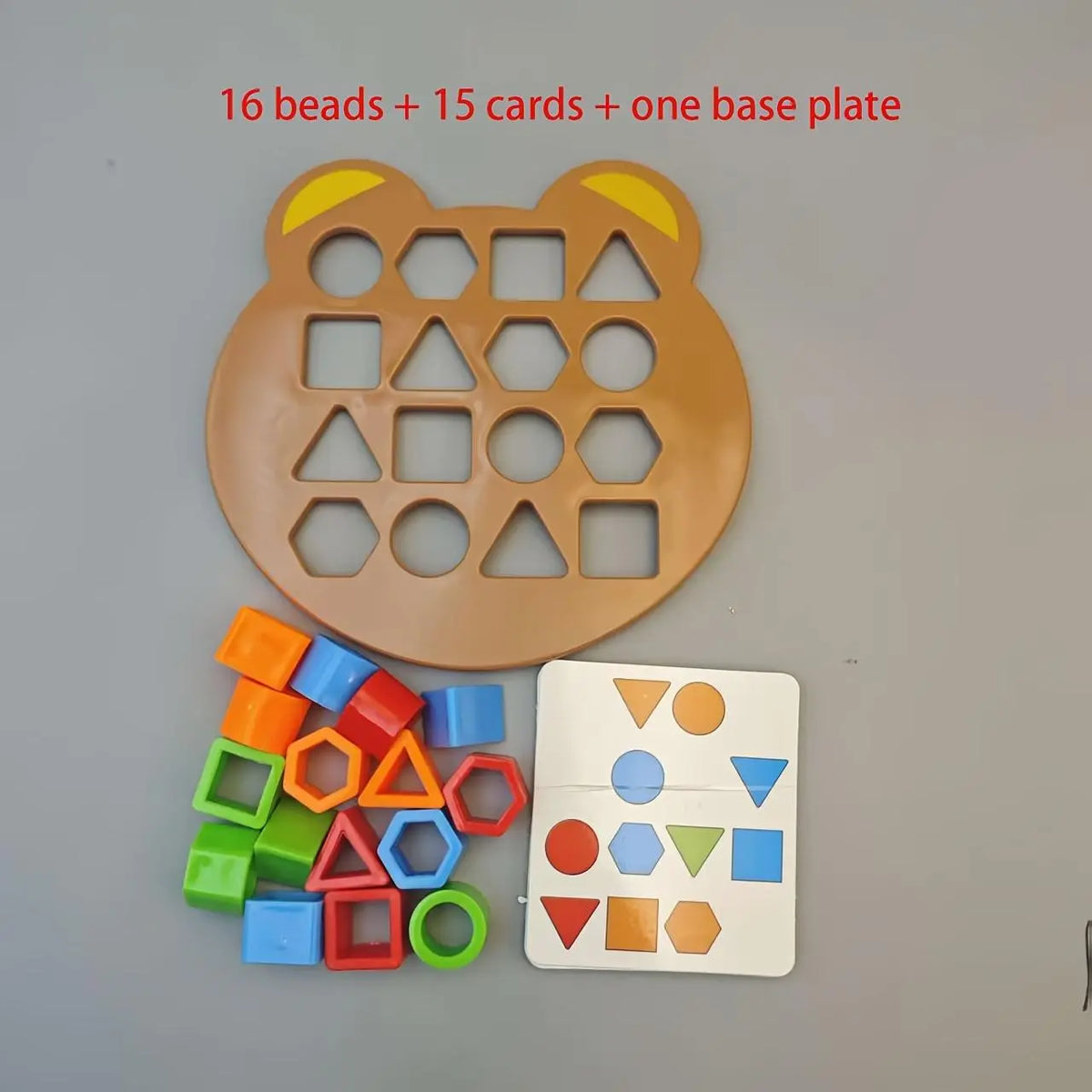 Bear-Shaped Sorting Puzzle Set - 32pcs/64pcs (16 Beads,15 Cards,1 Base Plate/32 Beads,30 Cards,2 Base Plates) - Early Years 3-4 Years Children Development Home Matching Games Learning Toys