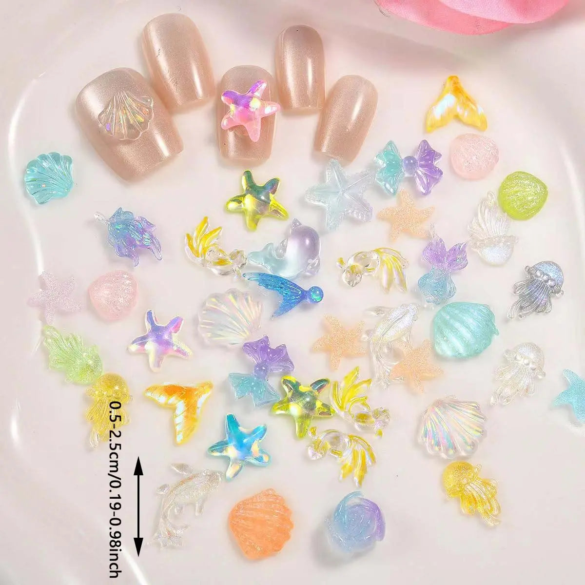 Miniature Ocean Animal Charms Set, Kawaii Resin Fish & Jellyfish, Perfect for Nail Art, DIY Crafts, Safe & Durable Materials, DIY with Charms, Craft Embellishments