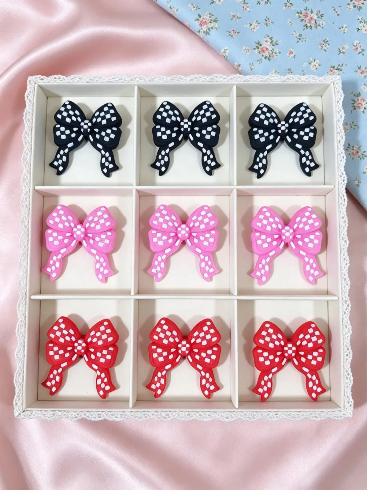 9pcs Polka Dot Bow Silicone Focal Beads, Colorful Bow Charms, DIY Beaded Pen Keychain Jewelry Making, Cute Craft Supplies, Beads For Crafts