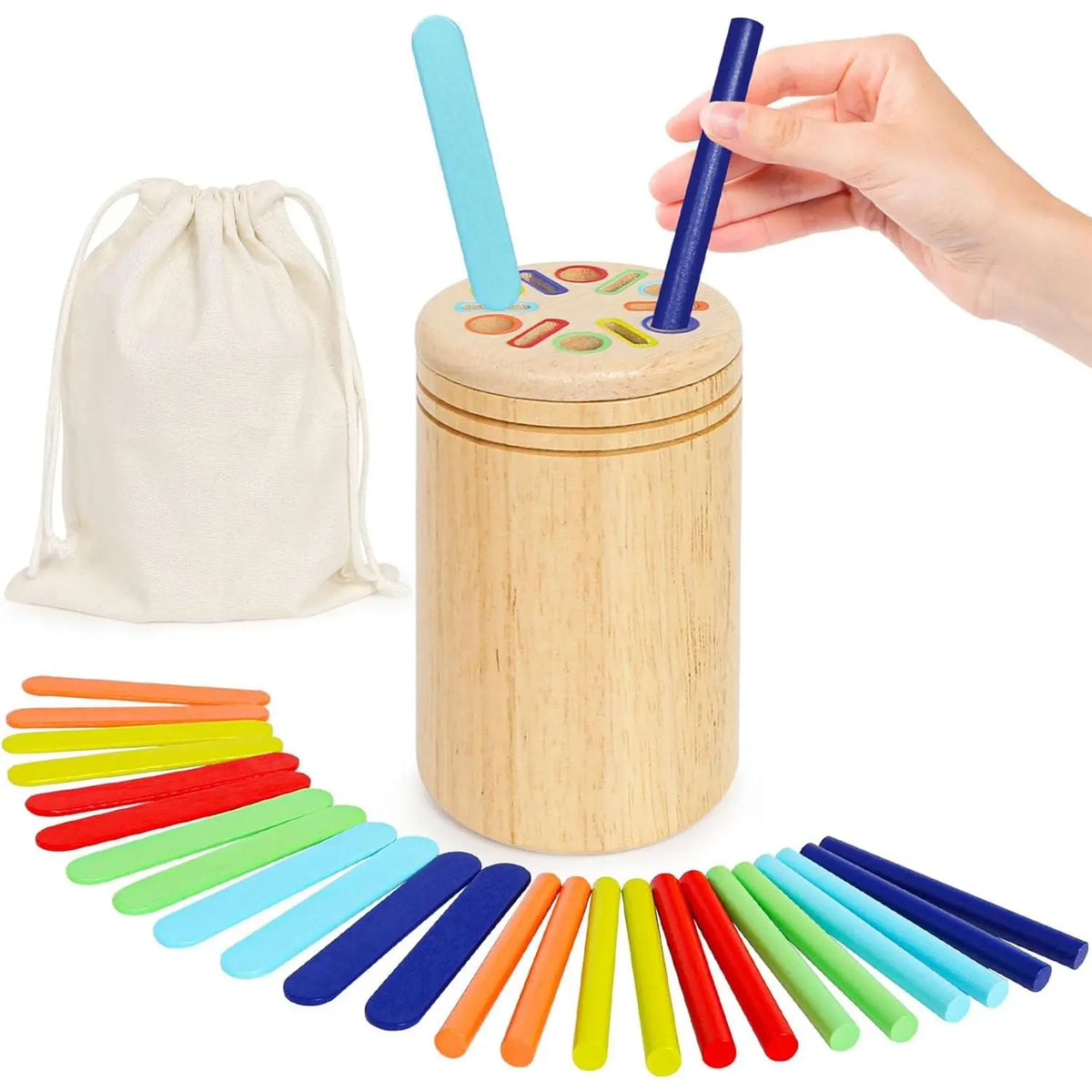P-ITC095 Solid Wood Unisex Montessori 2-in-1 Shape Sorter Toy, 25 Pieces Kids Learning Materials, Fine Motor Game for 2-5 Year Olds, Teaches Basic Geometric Math Concepts, Boosts Development, Class Activity Gift