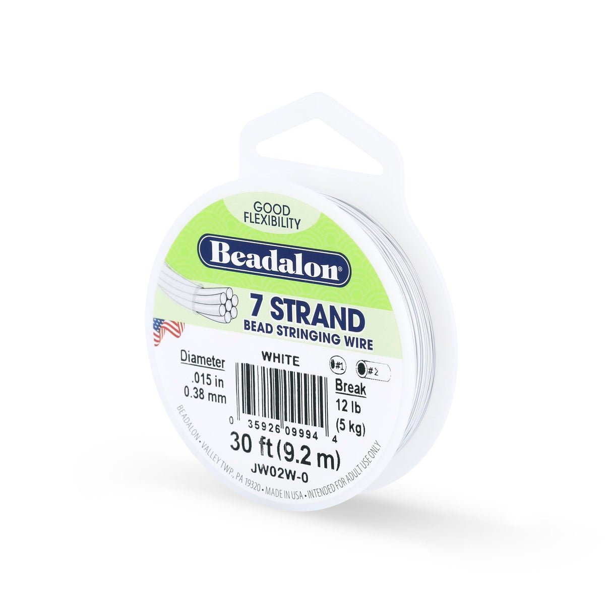 Beadalon 7-Strand Stainless Steel Beading Wire, .015 in / 0.38 mm - Bright
