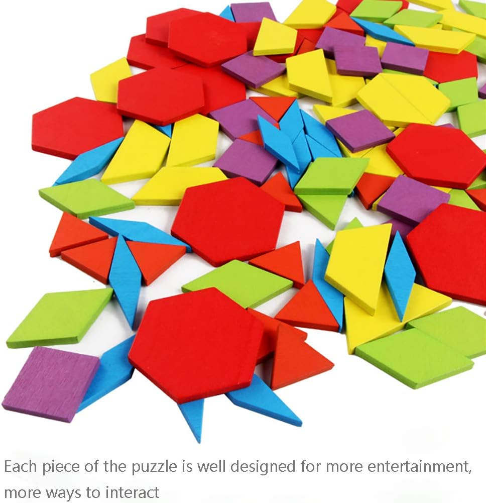 155 Pcs Wooden Pattern Blocks Set Geometric Shape Puzzle