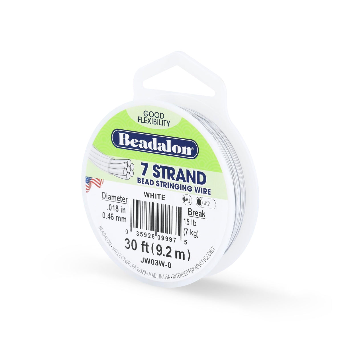 Beadalon 7-Strand Stainless Steel Beading Wire, .015 in / 0.38 mm - Bright
