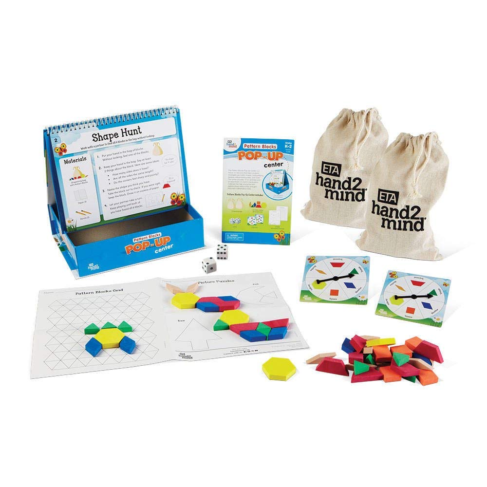hand2mind Foam Pattern Blocks, Foam Shapes, Geometric Shapes for Kids, Pattern Play, Toddler Pattern Blocks, Shapes for Kindergarten, 3D Shapes Manipulatives, Sorting Math (Set of 100)