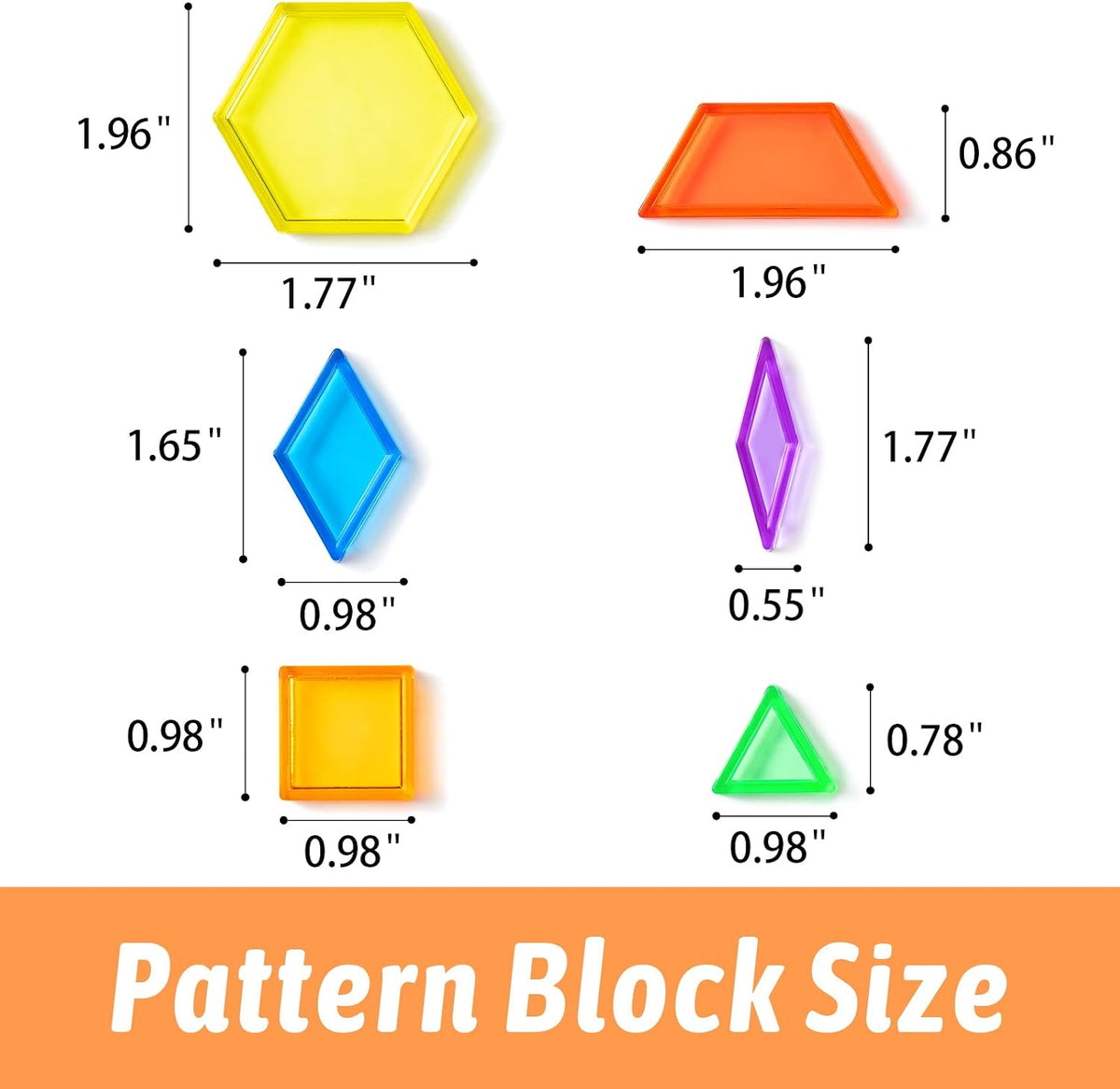 128 Pcs Translucent Pattern Blocks – Geometric Shapes for Light Table