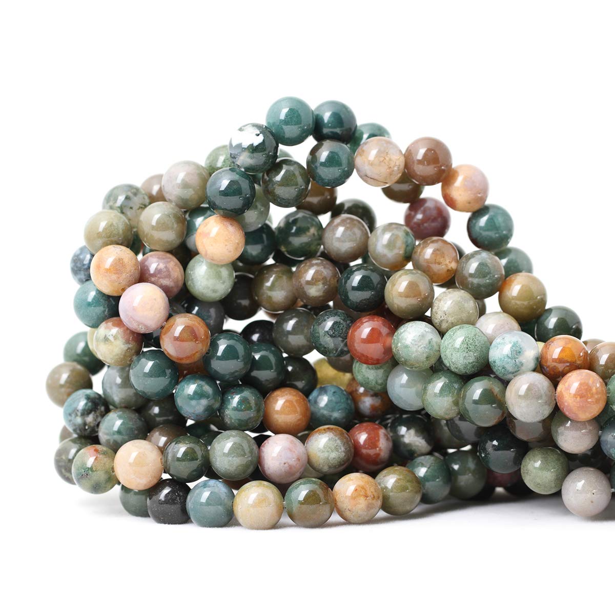 60PCS 6mm Natural Indian Agate Gemstone Round Loose Beads for Jewelry Making DIY 1 Strand 15"