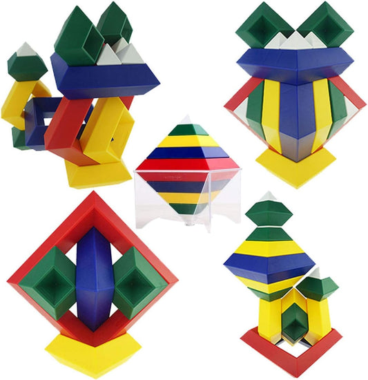 KUTOI Pyramid Stacking Toy Building Blocks 3D Puzzle Brain Teasers for Kids and Adults-Creative Preschool Learning Activities- Toddler Building Toys, Kids Blocks for 3 Year Old Boys & Girls