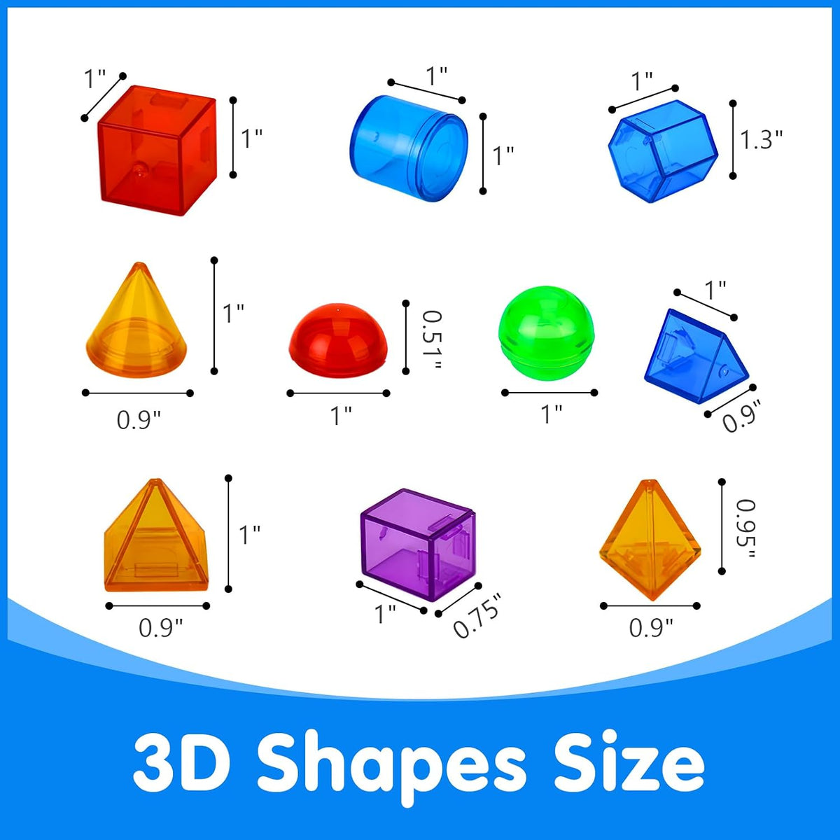 60 Pieces 3D Shapes for Teaching, Light Table Manipulatives