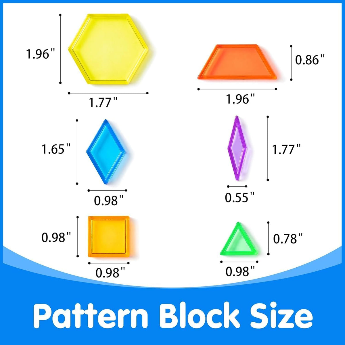 140 Pcs Translucent Pattern Blocks, Geometric Shapes Toys