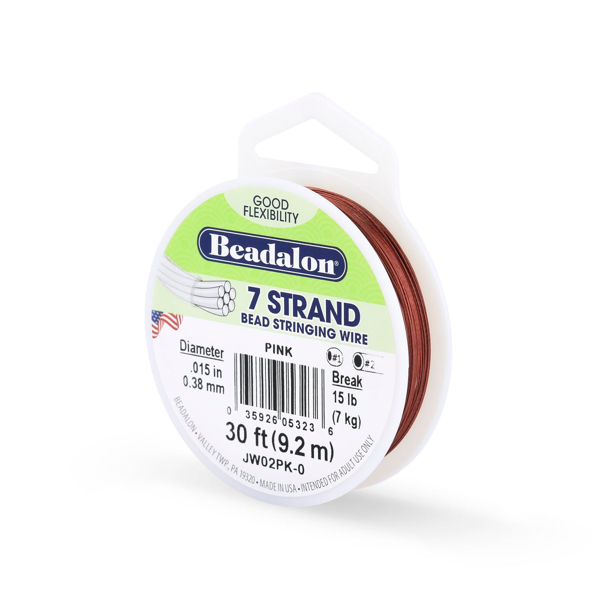 Beadalon 7-Strand Stainless Steel Beading Wire, .015 in / 0.38 mm - Bright