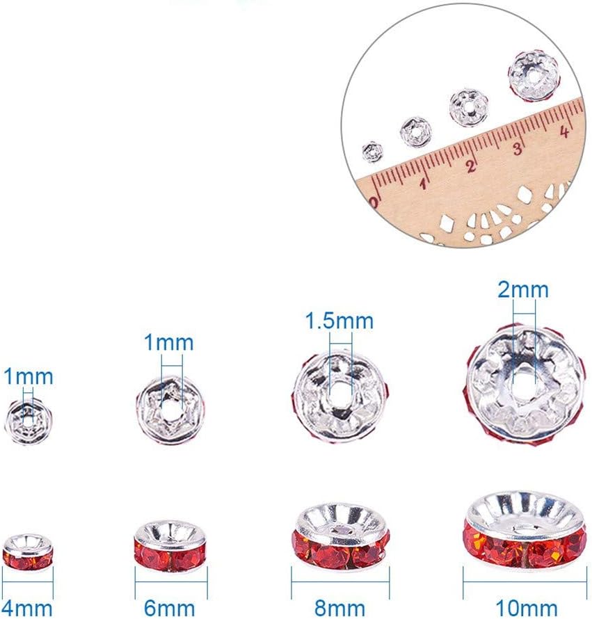 Allb 100Pcs Rondelle Spacer Beads 8mm Silver Plated Czech Crystal Rhinestone for Jewelry Making Loose Beads for Bracelets