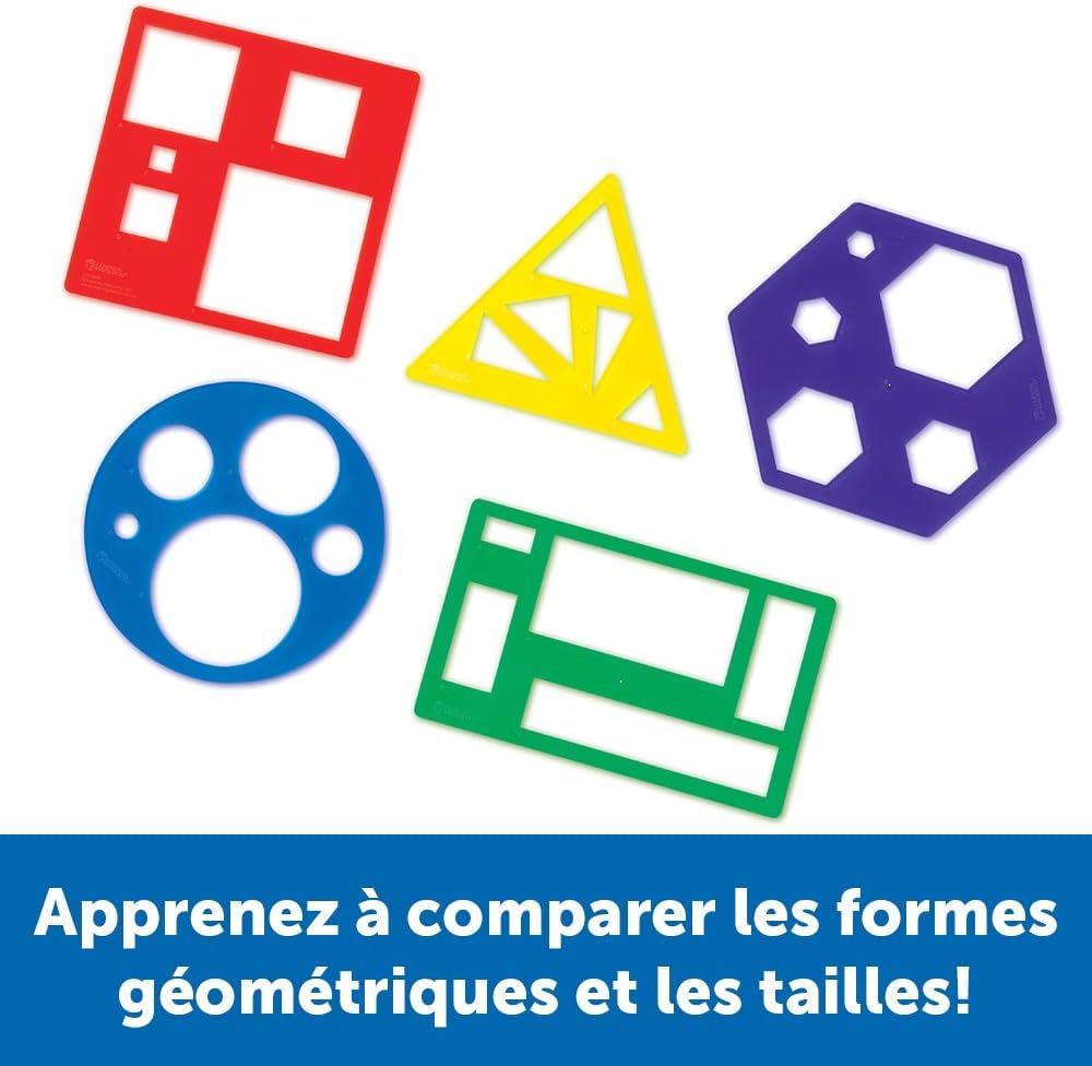 Learning Resources Primary Shapes Template Set - 5 Pieces, Ages 4+ Homeschool and Classroom Supplies, Geometric Shapes, Tracing Helper for Kids