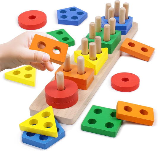 Montessori Toys Stacking & Sorting Learning Shape Sorters for Toddlers 1-3