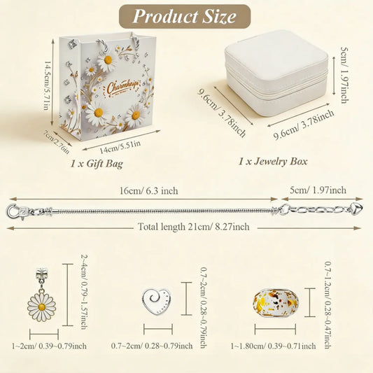 2026New Daisy Handmade Jewelry & Accessories 68Pcs DIY Beads Charm Bracelet for Women Making Kit with Jewelry Box Spring Daisy Beading & Jewelry Making Supplies Kit Special Art Handcraft Gift Spring Limited Edition Jewelry Gifts Set for Girlfriend