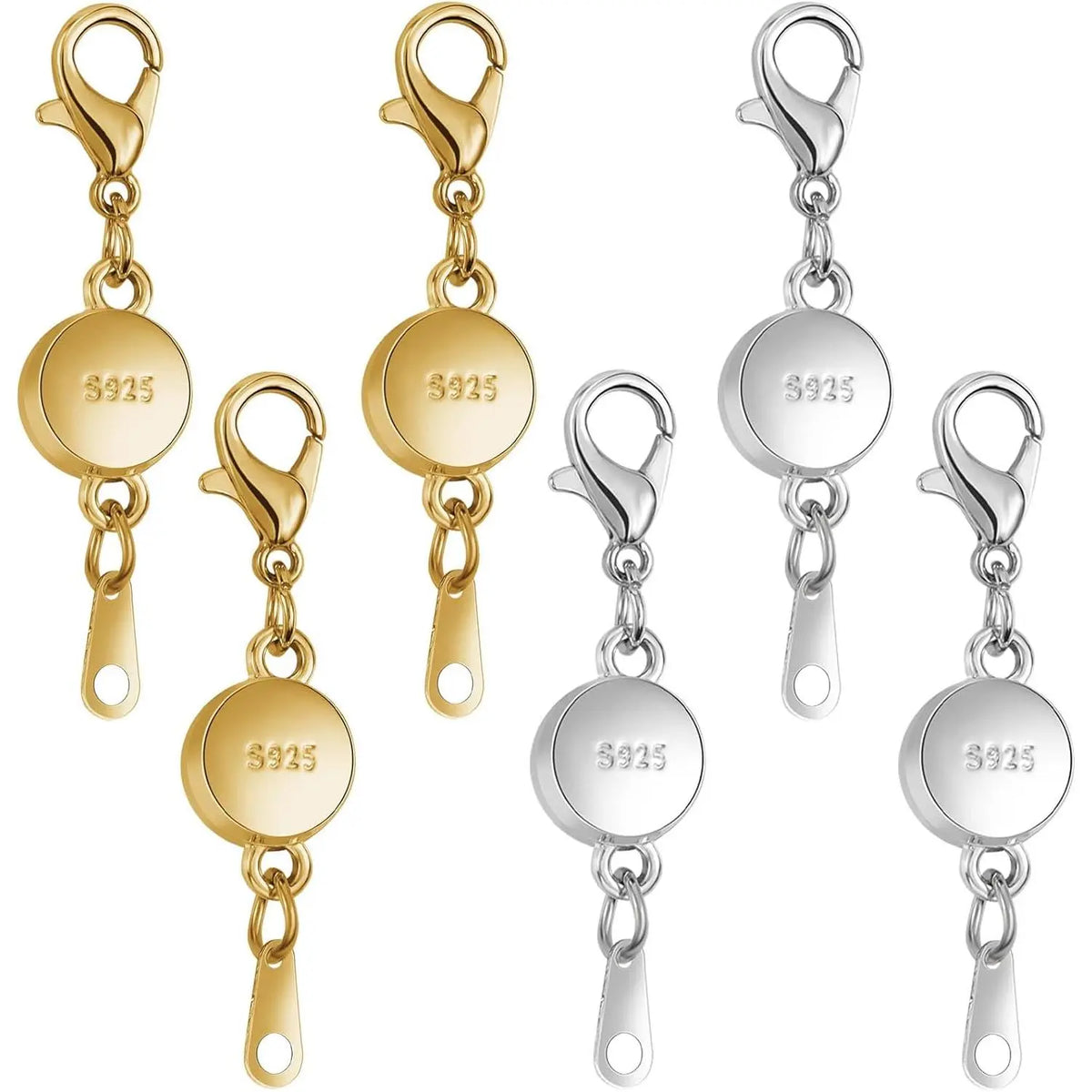 925 Silver Classic Magnetic Clasp - 0.4 Inches Diameter Round Ball Loop Clasp Converter, Hassle-Free Quick On-Off Secure Lock, 8-Pc Project Set for DIY Jewelry Making, Accessories for Beading