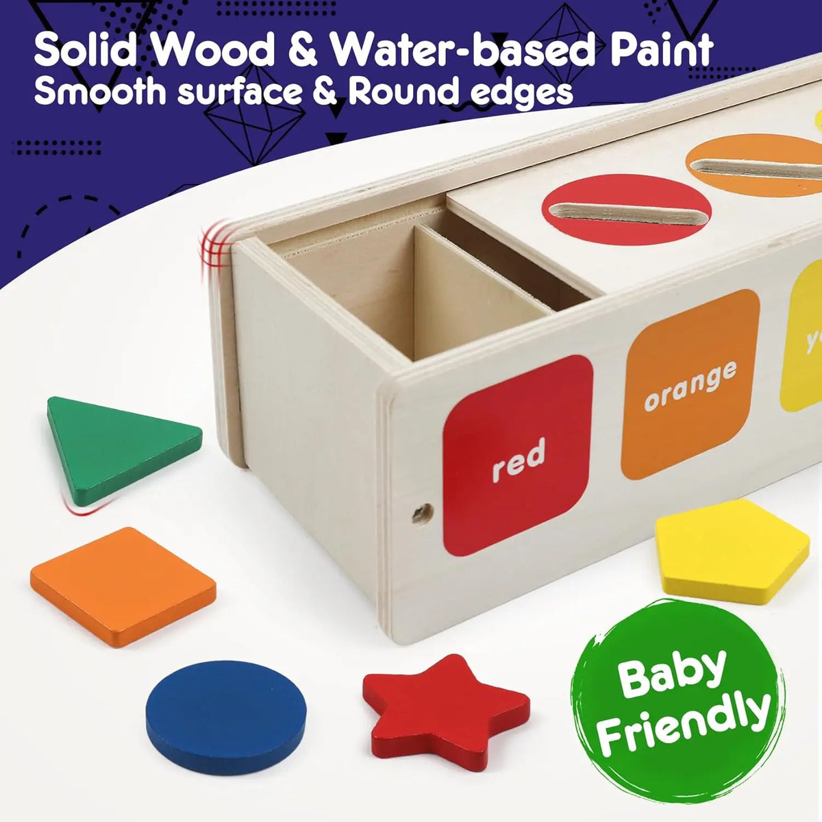 P-ITC095 Solid Wood Unisex Montessori 2-in-1 Shape Sorter Toy, 25 Pieces Kids Learning Materials, Fine Motor Game for 2-5 Year Olds, Teaches Basic Geometric Math Concepts, Boosts Development, Class Activity Gift