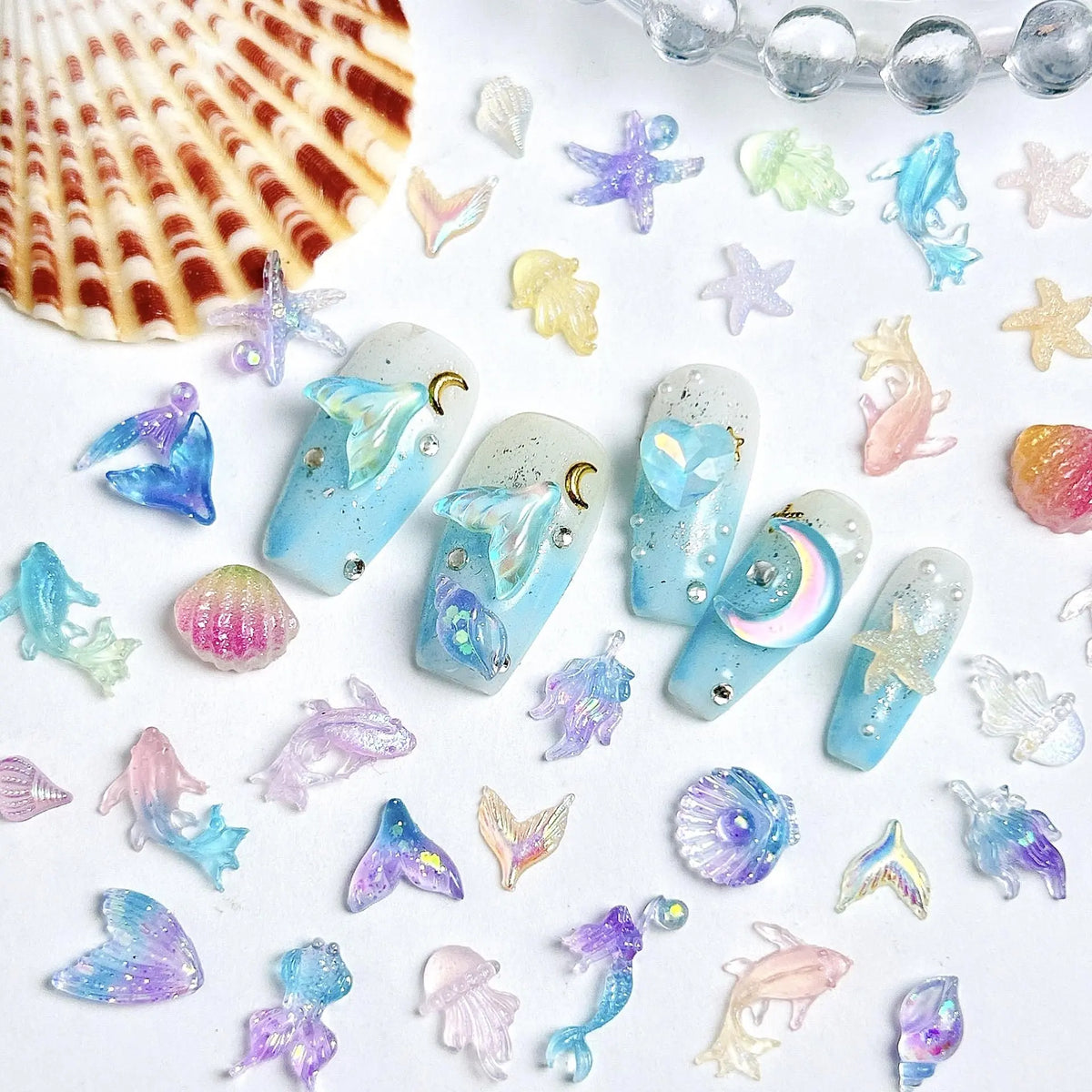 Miniature Ocean Animal Charms Set, Kawaii Resin Fish & Jellyfish, Perfect for Nail Art, DIY Crafts, Safe & Durable Materials, DIY with Charms, Craft Embellishments