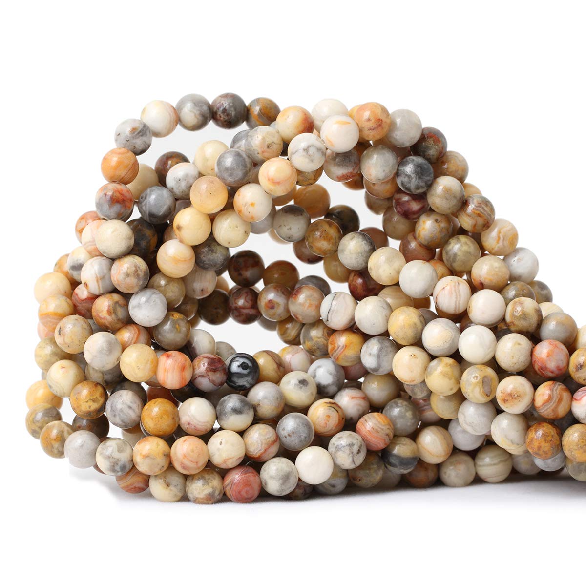 60PCS 6mm Natural Indian Agate Gemstone Round Loose Beads for Jewelry Making DIY 1 Strand 15"
