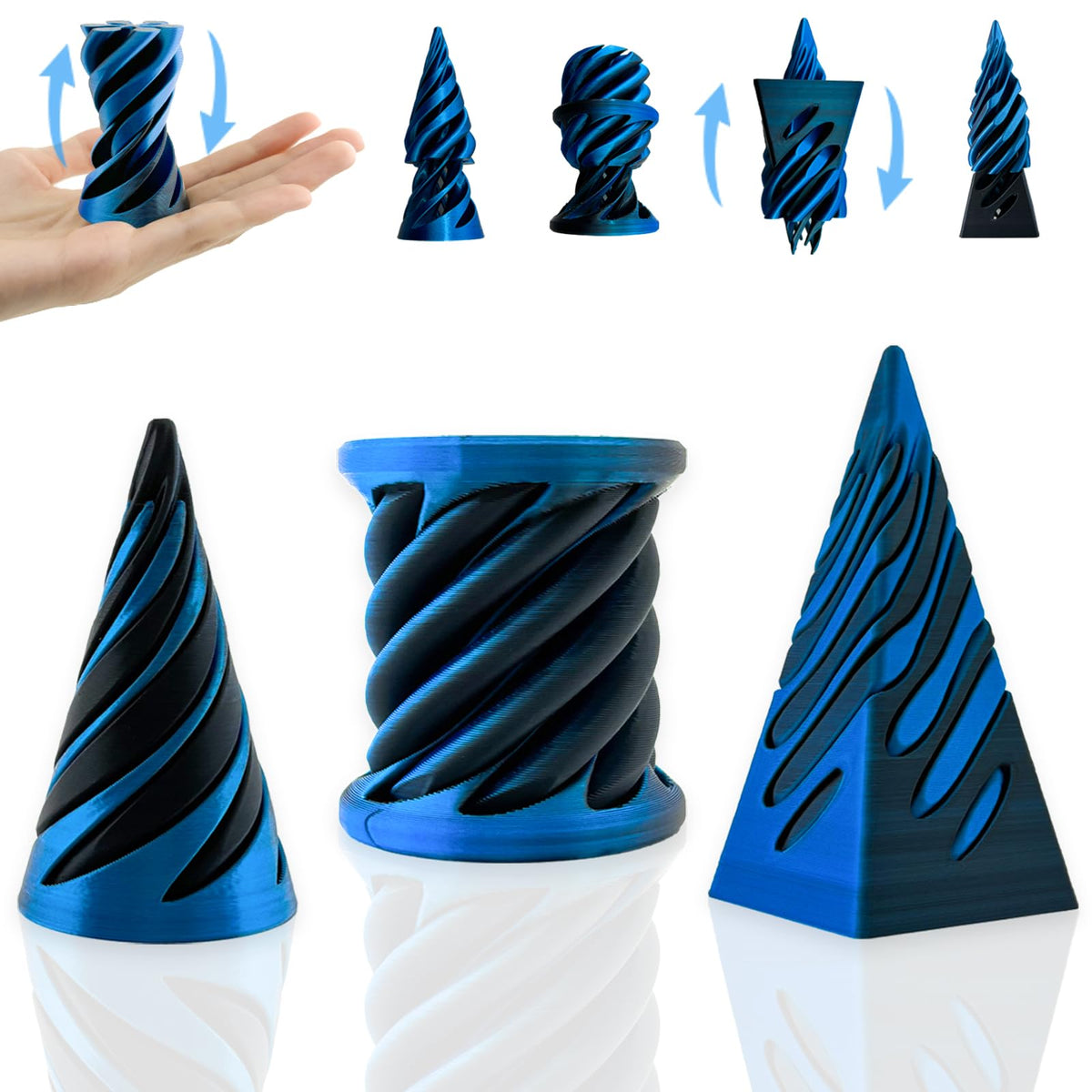 ajitxalr 3 Packs Impossible Cone,Spiral Cone Fidget Toy,Impossible Cones passthrough Impossible Pyramid for Relaxing,Spiral Fidget Toy passthrough Impossible Cone,Birthday for Adults & Kids