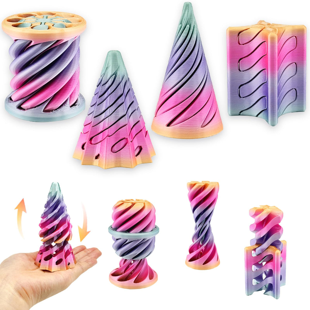 ajitxalr 3 Packs Impossible Cone,Spiral Cone Fidget Toy,Impossible Cones passthrough Impossible Pyramid for Relaxing,Spiral Fidget Toy passthrough Impossible Cone,Birthday for Adults & Kids