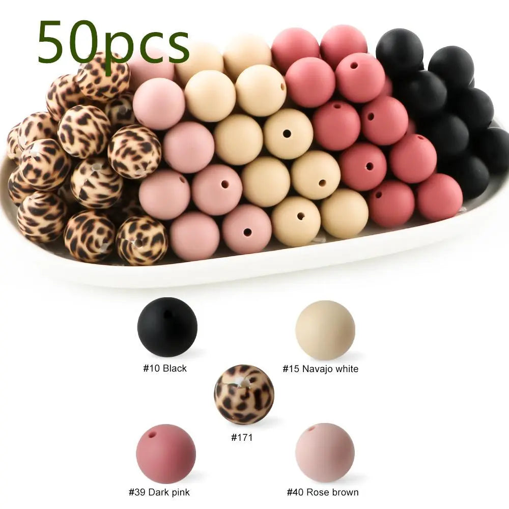 15mm Silicone Beads, 50-Piece Round Printed Bead Set, Beads for Crafts, Beading Supplies, DIY Jewelry-Making Supplies for Bracelets, Necklaces, Earrings and Pendants #GLOBAL PICKS